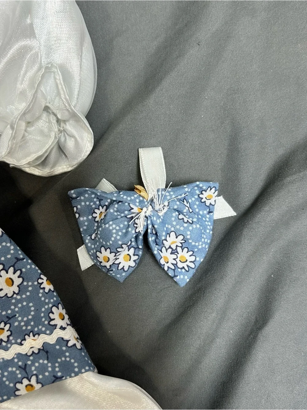 Vintage Doll Dress Unbranded Blue Daisy Print Touch Fastener Baby Dress Ruffle
